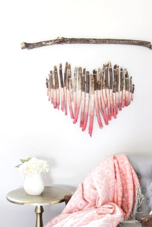 BUILD A SPLENDID HEART-SHAPED WALL ART OUT OF BRANCHES