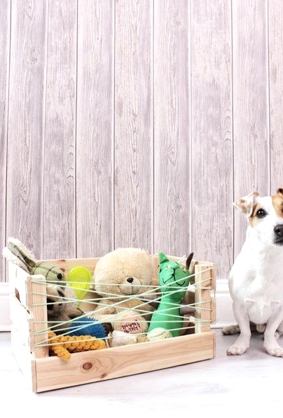 An IKEA hack your dog will love! store their toys in an open crate like this! 