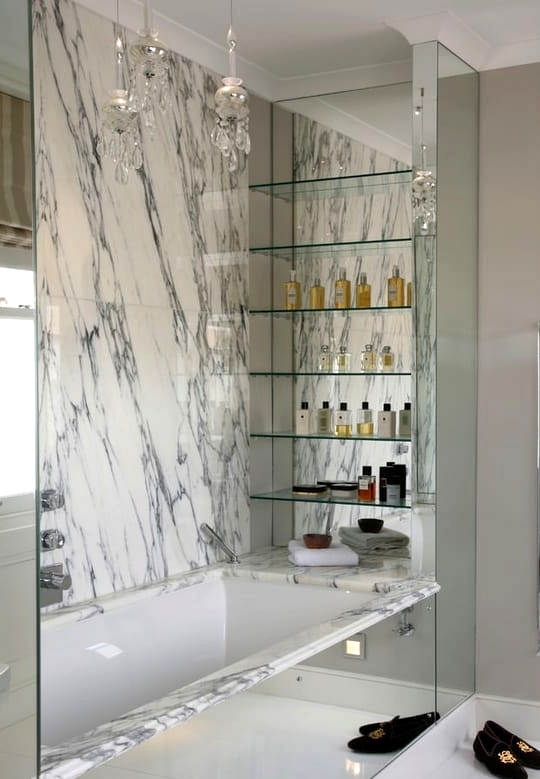 Add Glass Shelves Above a Bathtub