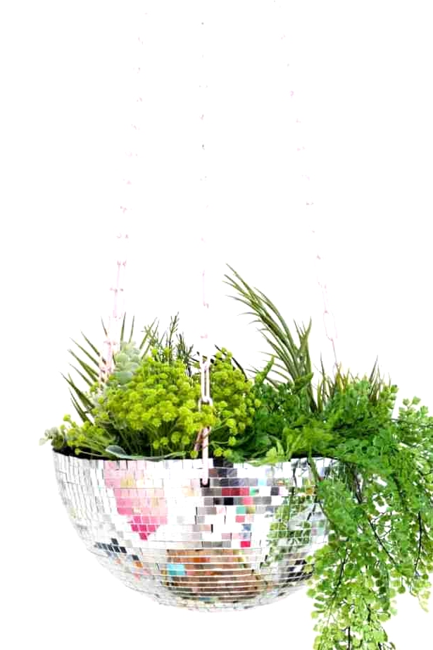 Disco ball hanging planter