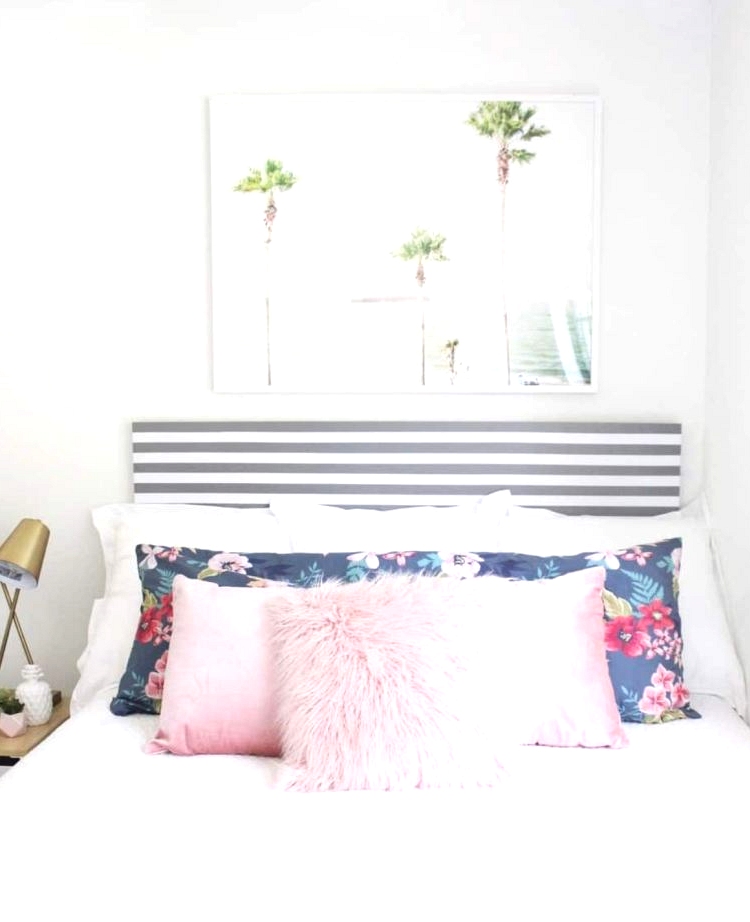 DIY stripped IKEA headboard using tape