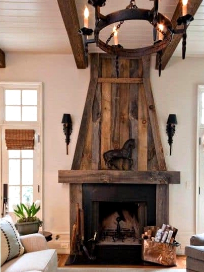 A Wooden Corner Fireplace