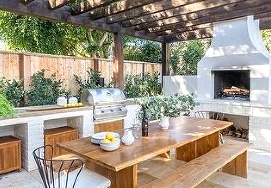 Outdoor Kitchen Idea Beneath A Pergola