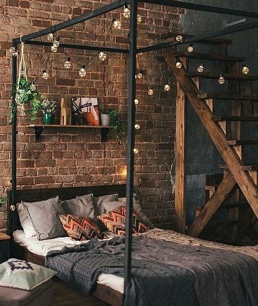 Hanging Light Bulbs Over the Bed