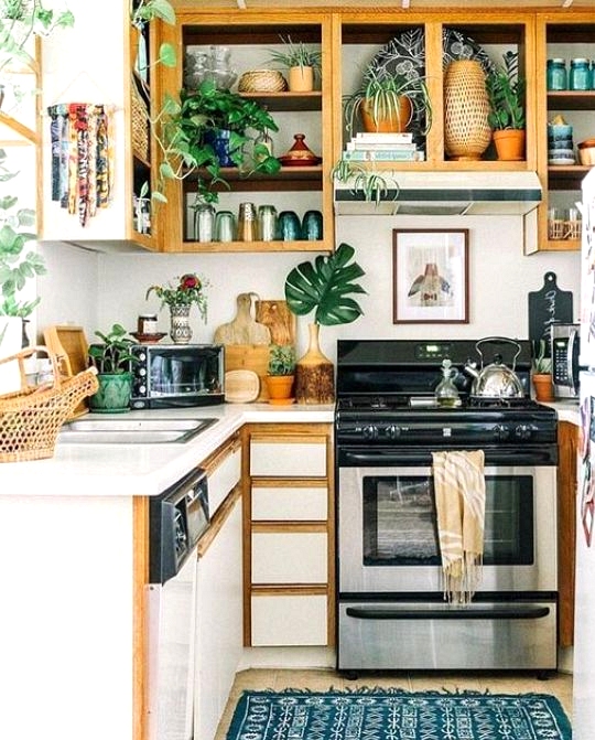 Small kitchens can be beautiful too. Mini boho kitchen inspiration