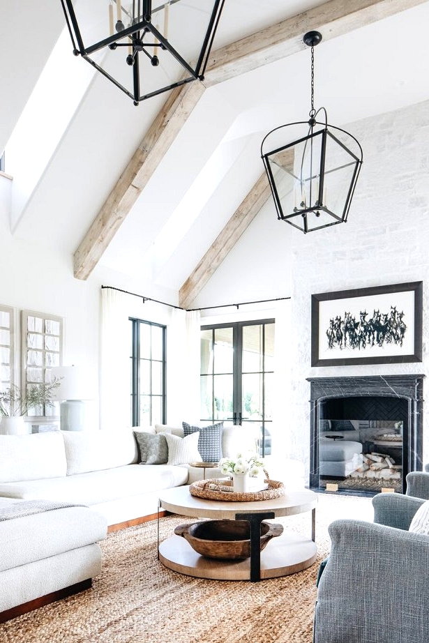 Black accents make this modern farmhouse living room one to remember. check out this post for more modern farmhouse living room inspirations. 