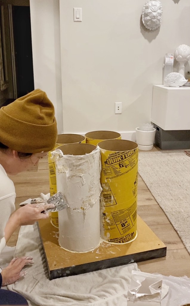 Coat the entire IKEA table with plaster of Paris and cheesecloth. 