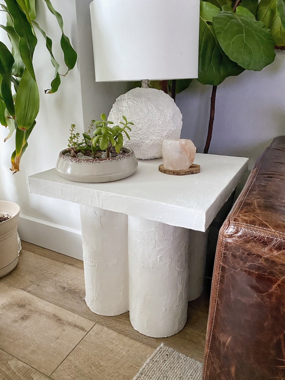 This IKEA hack turns a Lack side table into a sculptural statement accent table