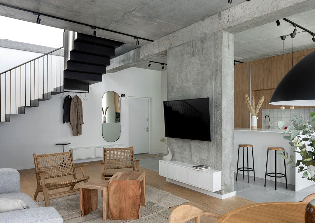 Warm minimalism with industrial details in Kyiv, Ukraine