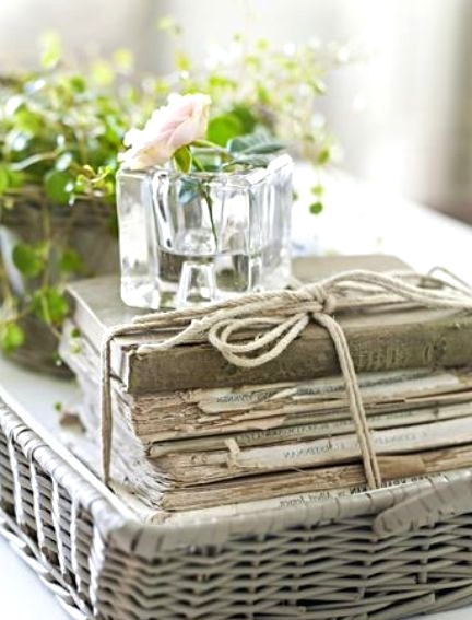 a wicker tray is a great idea to store and arrange things and to carry them as it has tall sides