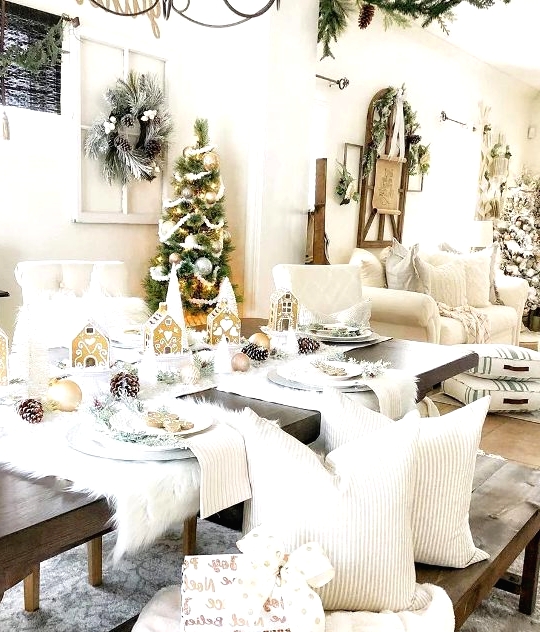 a cute Christmas tablescape in white tones