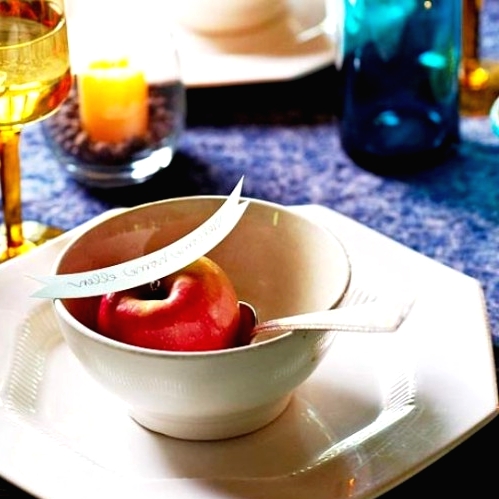 a white hexagon plate and a matching white bowl will give a fresh modern feel to your Thanksgiving tablescape and can be also used in many other table settings