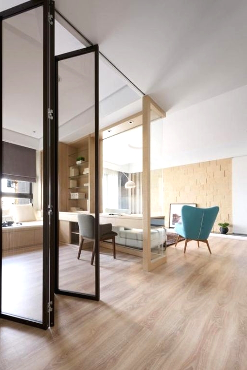 a practical open layout with folding doors