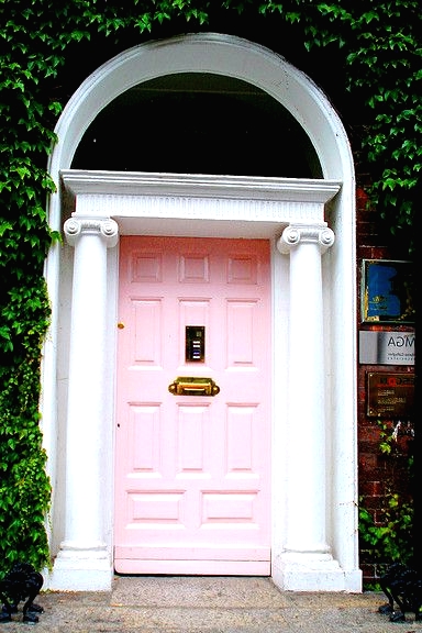 a classic front door painted pink and accented with pillows will bring chic and a refined touch to the space