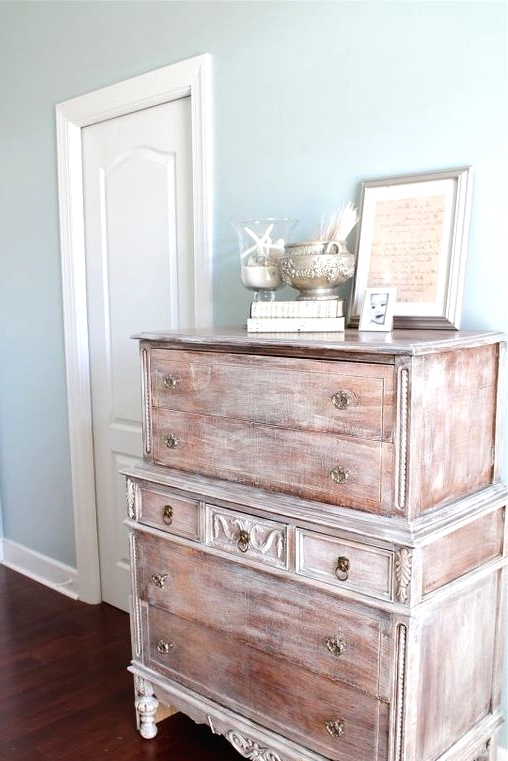 a brush and whitewashed shabby chic sideboard with vintage knobs is a stylish idea for a beach or coastal room