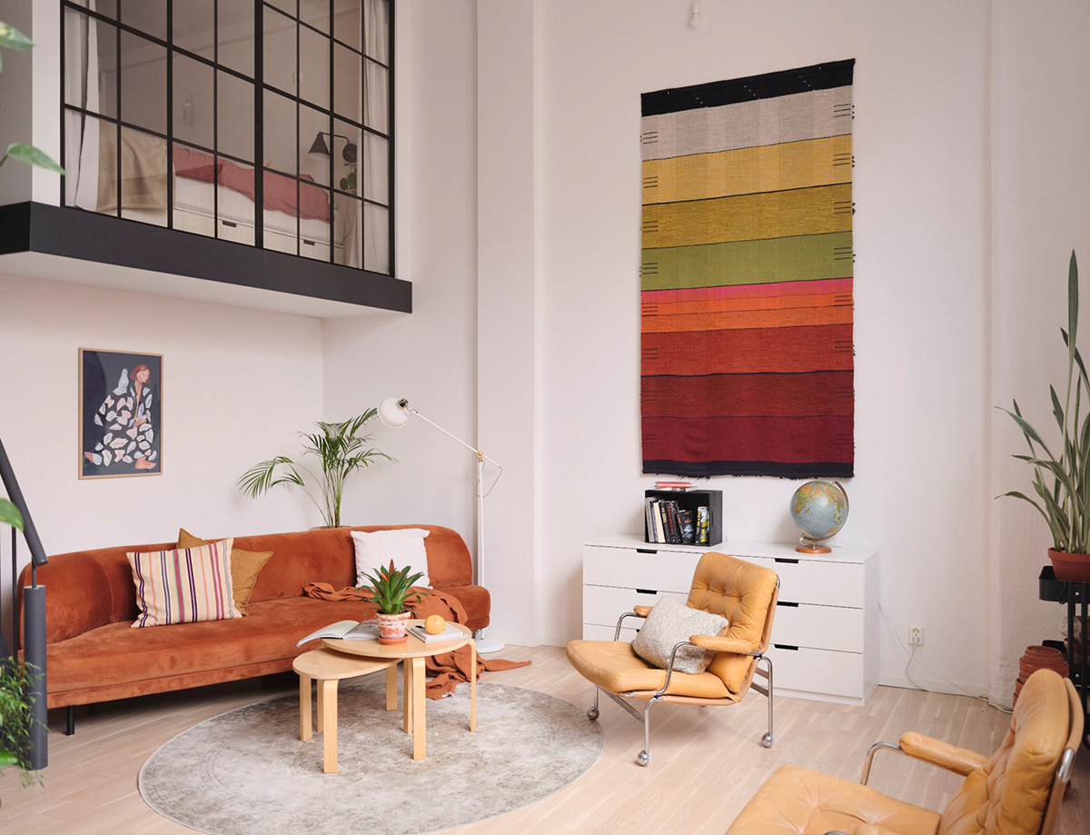 Vibrant Loft with Mezzanine in Historic Stockholm Factory Building