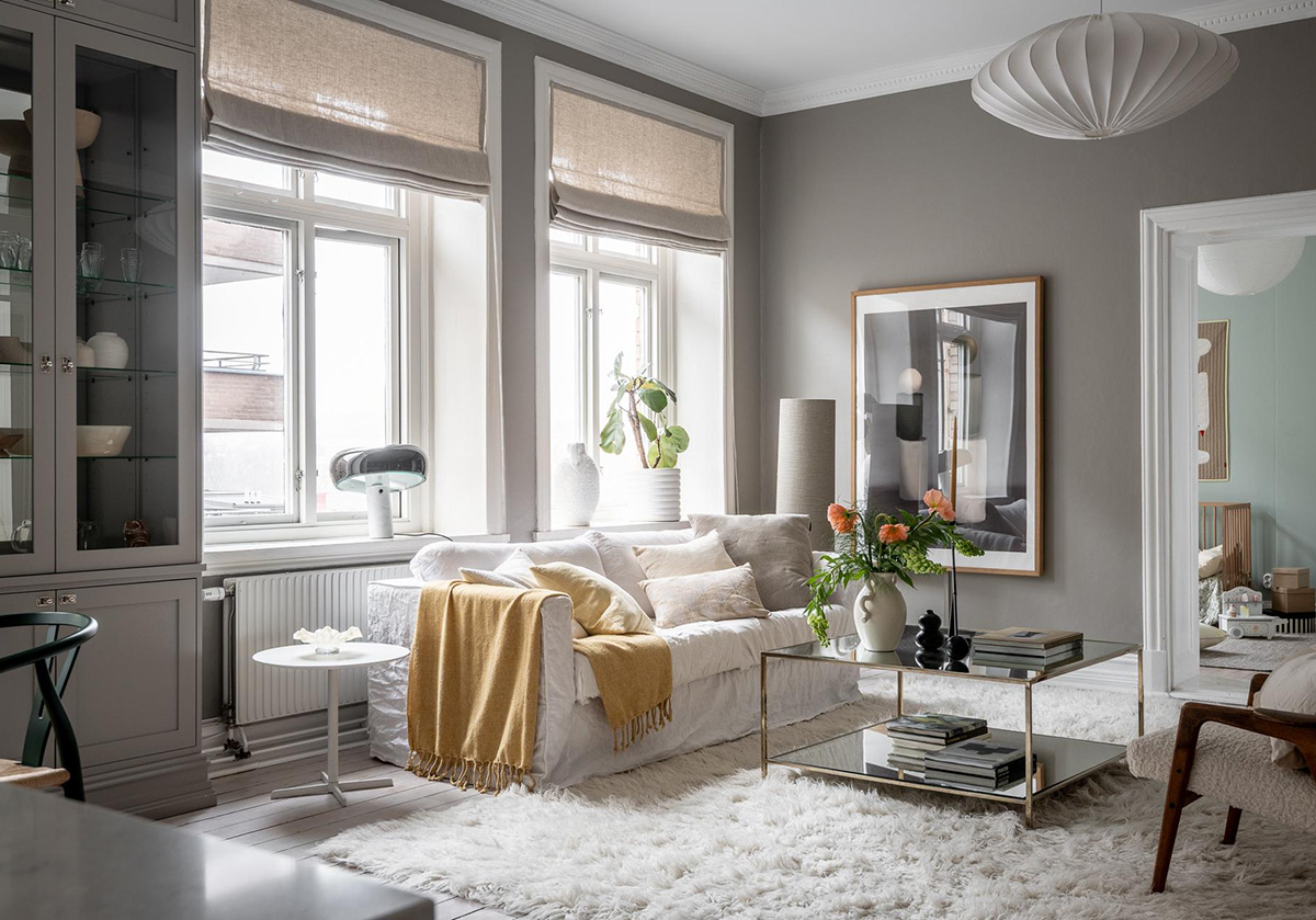 Fifty Shades of Gray in the Design of a Unique Swedish Apartment