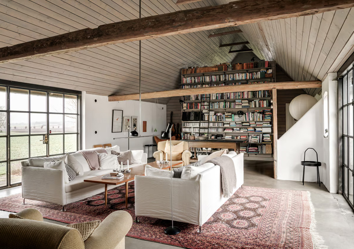 Spacious and Cozy Interiors of a Former Swedish Farmhouse