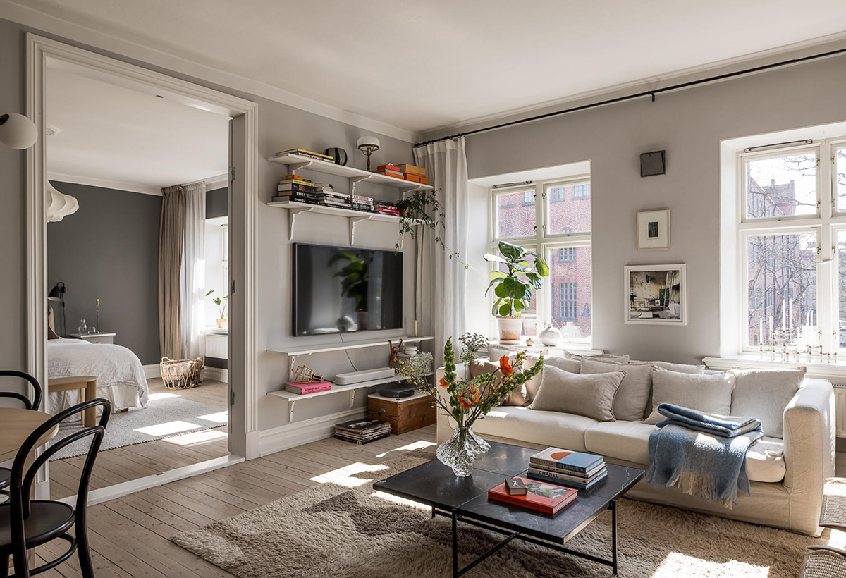 Subtle Gray Tones in the Design of a 90 sqm Swedish Apartment