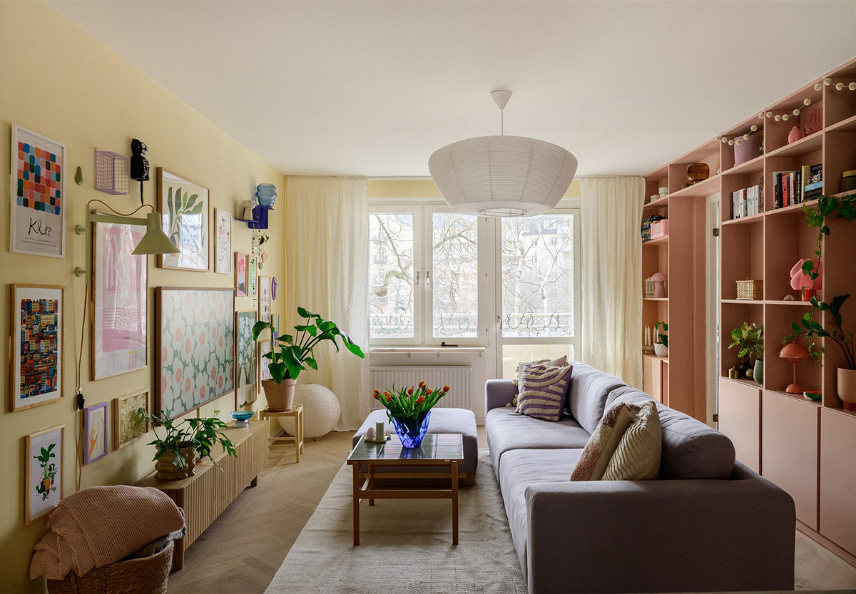 Charming Swedish Apartment with Unique Layout and Pastel Tones