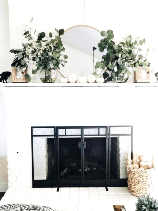 Chic fall decor with fresh eucalyptus and white pumpkins