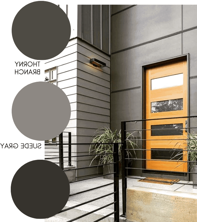 Dark and sophisticated modern exterior paint colors in a grey color scheme.