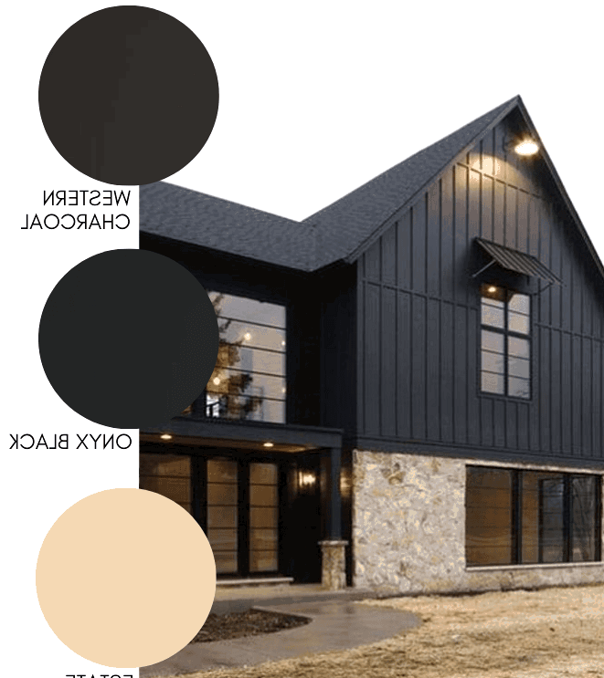 Black on black modern farmhouse exterior paint colors