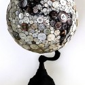 Modern Upcycled Button Covered Globe