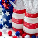 Red, White and Blue Painted Mason Jars