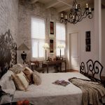 Traditional Bedroom with Brick Interior